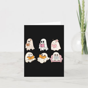 Schattige Spooky Leesboek Halloween Herfst Ghost A Kaart