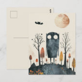 Schattige & Spooky Monster Whimsical Halloween Briefkaart (Voorkant / Achterkant)