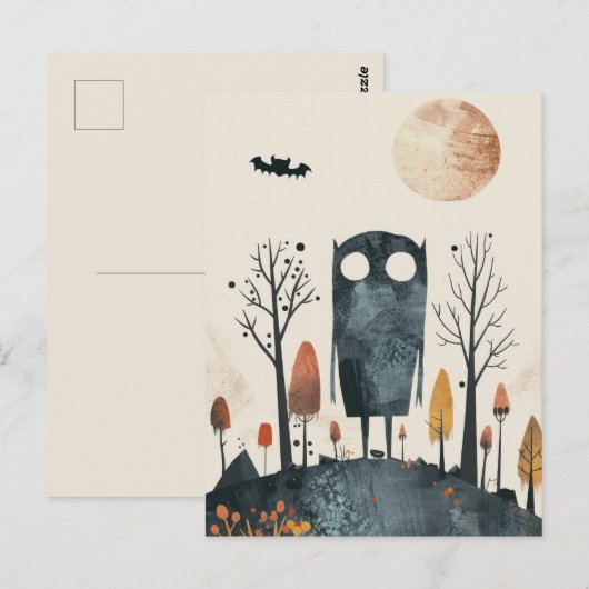 Schattige & Spooky Monster Whimsical Halloween Briefkaart (Voorkant / Achterkant)