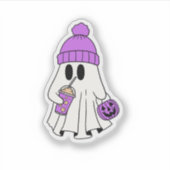 Schattige & Spooky Roze Pet Ghost Halloween Sticker (Voorkant)