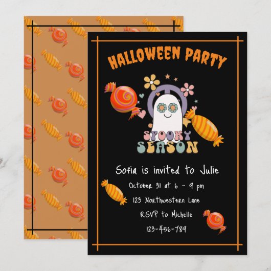 Schattige spooky seizoen snoep sinaasappel Hallowe Kaart (Voorkant / Achterkant)