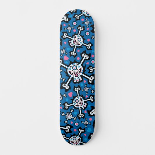 Schattige Spooky Skull and Botten Pattern Persoonlijk Skateboard (Voorkant)