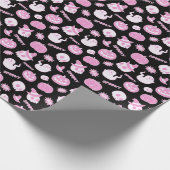 Schattige Spooky Zwart en Roze Halloween Pattern Cadeaupapier (Hoek)