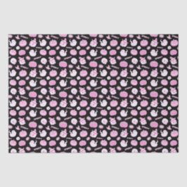 Schattige Spooky Zwart en Roze Halloween Pattern Tissuepapier