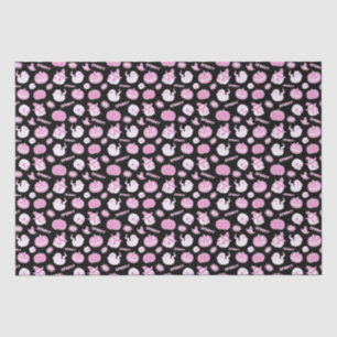 Schattige Spooky Zwart en Roze Halloween Pattern Tissuepapier