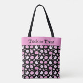 Schattige Spooky Zwart en Roze Halloween Pattern Tote Bag (Achterkant)