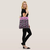 Schattige Spooky Zwart en Roze Halloween Pattern Tote Bag (Op model)