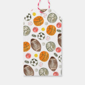 Schattige sportballen kinderen jongen verjaardag b cadeaulabel (Achterkant)