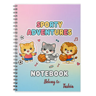 Schattige Sportieve Dieren Pastel Regenboog Kinder Notitieboek
