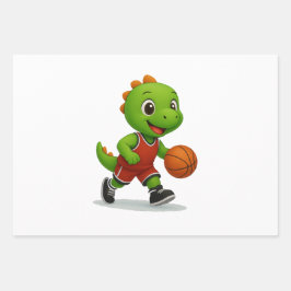 Schattige sportieve dinosauriërs – Sportieve Dinos Inpakpapier Vel
