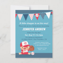 Schattige sportjongen honkbal baby shower uitnodig kaart