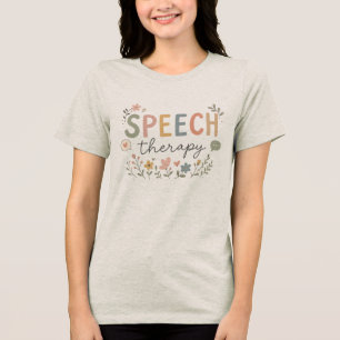 Schattige spraaktherapie bloem SLP spraak taal pat Tri-Blend Shirt