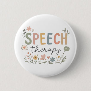 Schattige spraaktherapie bloem SLP spraak taalpatr Ronde Button 5,7 Cm