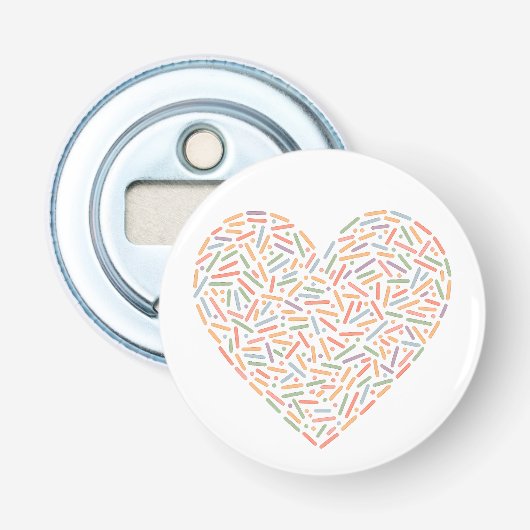 Schattige sprenkelhart | Baby-strooi Button Flesopener (Voorkant)