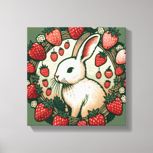Schattige Spring Bunny Konijn Baby Konijnen Canvas Afdruk