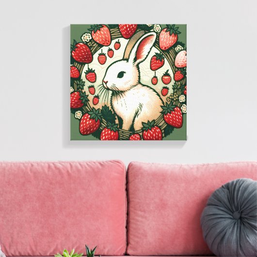 Schattige Spring Bunny Konijn Baby Konijnen Canvas Afdruk (Insitu (Woonkamer))