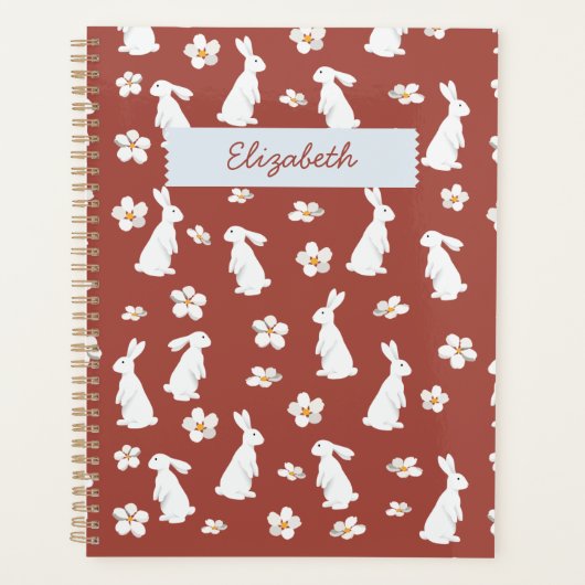 Schattige Spring Rabbit Pattern Planner (Voorkant)