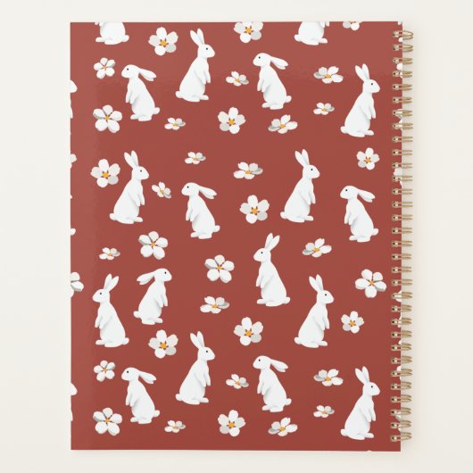 Schattige Spring Rabbit Pattern Planner (Achterkant)