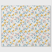 Schattige Spring Roze en Gele Bloemen Patroon Cadeaupapier (Vlak)