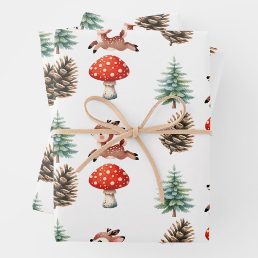 Schattige springen Baby rendier patroon kerst Inpakpapier Vel (In situ)