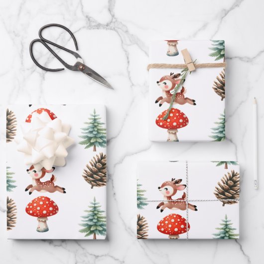 Schattige springen Baby rendier patroon kerst Inpakpapier Vel (Voorkant)