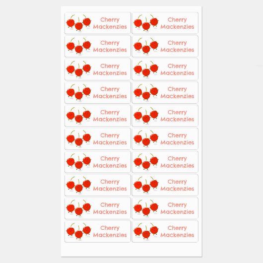 Schattige springen rode kersen cartoon gepersonali labels (Vel)