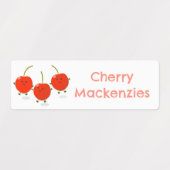 Schattige springen rode kersen cartoon gepersonali labels (Design 1)