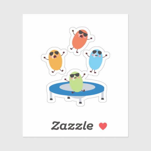 Schattige springende Snoepjes bonen dragen zonnebr Sticker (Vel)