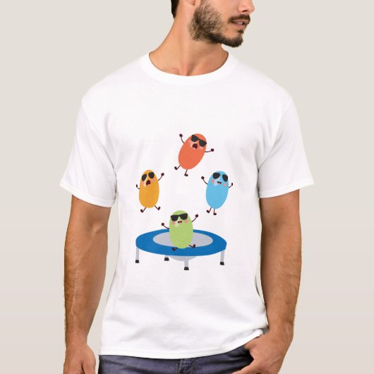 Schattige springende Snoepjes bonen dragen zonnebr T-shirt (Voorkant)