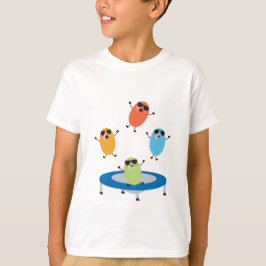 Schattige springende Snoepjes bonen dragen zonnebr T-shirt