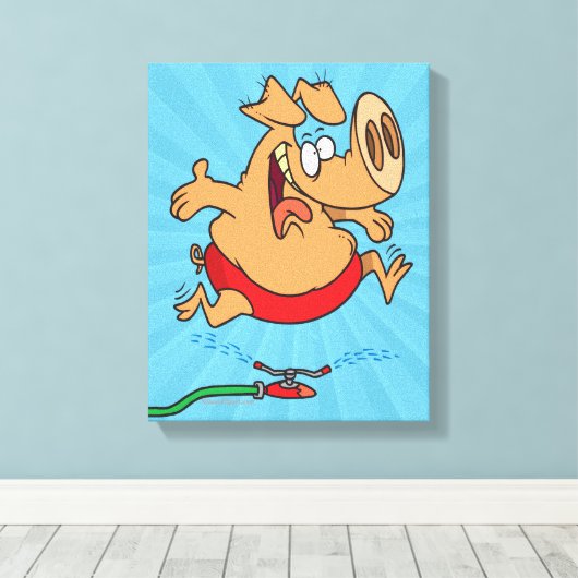 schattige sprinklervarken canvas afdruk (Insitu (Houten vloer))