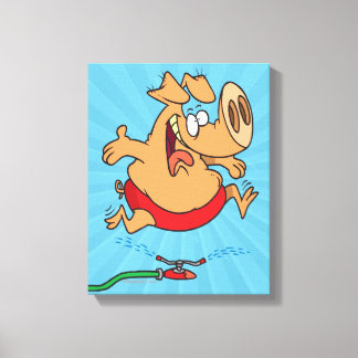 schattige sprinklervarken canvas afdruk