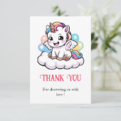 Schattige Sprookje Eenhoorn Baby shower Bedankkaart (Staand voorkant)