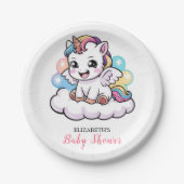 Schattige Sprookje Eenhoorn Baby shower Papieren Bordje (Voorkant)