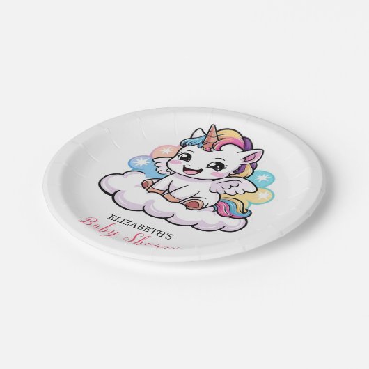 Schattige Sprookje Eenhoorn Baby shower Papieren Bordje (Gekanteld)