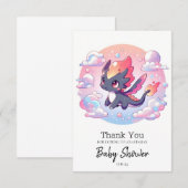 Schattige sprookjesachtige draak Baby shower Bedankkaart (Voorkant / Achterkant)