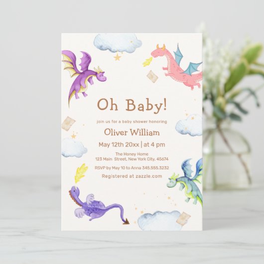 Schattige sprookjesachtige magische draak Baby sho Kaart (Staand voorkant)