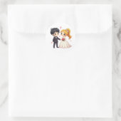 Schattige Sprookjesbruiloft - Chibi-stijl Ronde Sticker (Tas)