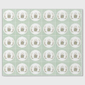 Schattige Sprookjesdier Gingham Baby shower Cadeaupapier (Vlak)