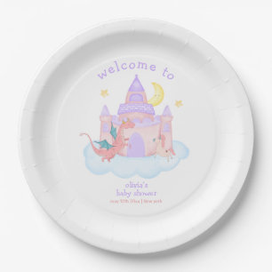 Schattige Sprookjesdraak Eenhoorn Baby shower Welk Papieren Bordje