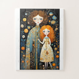 Schattige sprookjesfiguren in een fantasiewereld legpuzzel