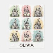 Schattige Sprookjeskasteel Doodles Fleece Deken (Voorkant)