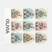 Schattige Sprookjeskasteel Doodles Fleece Deken (Voorkant (Horizontaal))