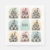 Schattige Sprookjeskasteel Doodles Servet (Voorkant)