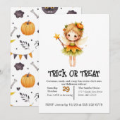 Schattige sprookjesmeisje op Halloween Kaart (Voorkant / Achterkant)