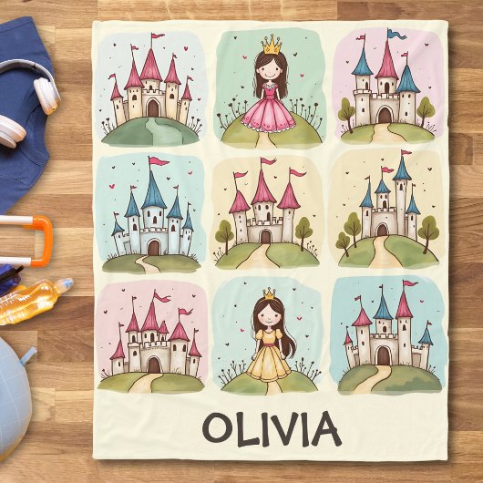 Schattige sprookjesprinses en kasteeldoodles fleece deken