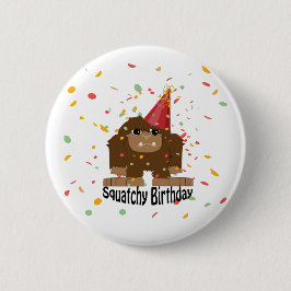 Schattige Squatchy verjaardag Bigfoot Ronde Button 5,7 Cm