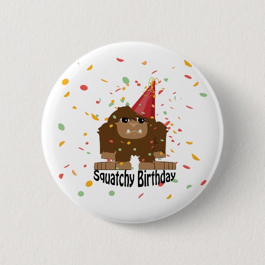 Schattige Squatchy verjaardag Bigfoot Ronde Button 5,7 Cm (Voorkant)