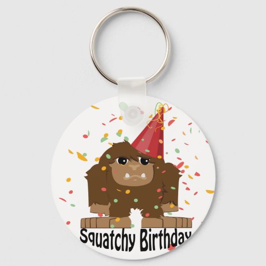 Schattige Squatchy verjaardag Bigfoot Sleutelhanger (Voorkant)