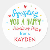 Schattige Squishing you a Happy Valentine Day Ronde Sticker (Voorkant)